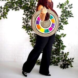 Round Circle handmade large boho Purse